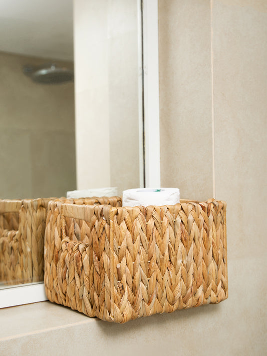 Naturallyours Water Hyacinth storage Rectangular Basket 24cmx18cmx16cm